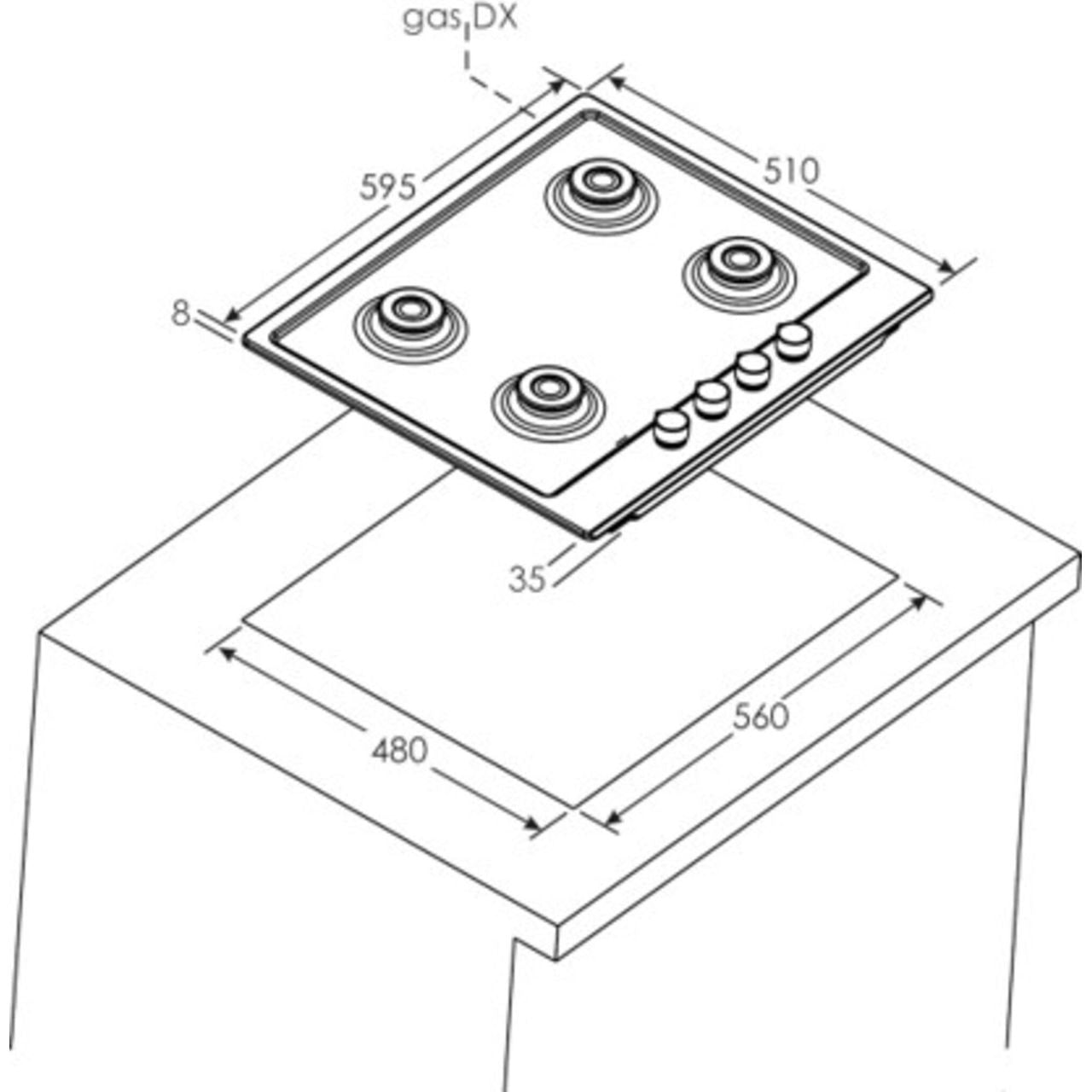 Baumatic BHIG620X 60cm Gas Hob - Stainless Steel